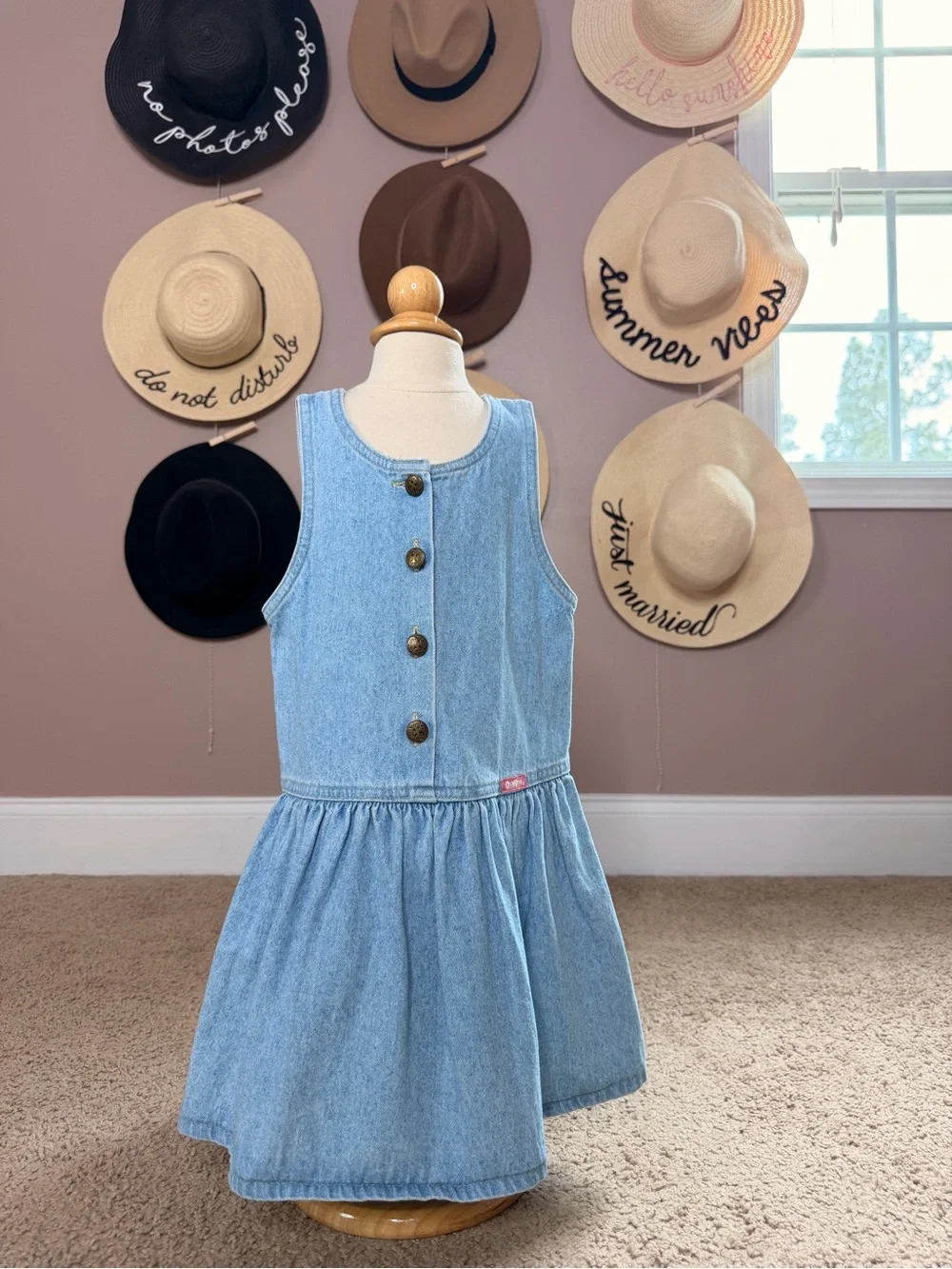 OshKosh B'gosh Light Blue Denim Button-Front Sleeveless Dress